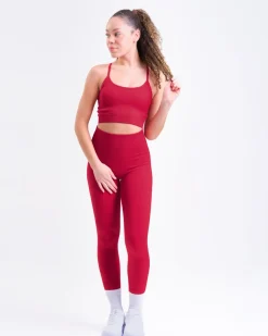 Perfect Rib Bra + Perfect Rib Tights Red Chili SET