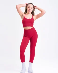 Perfect Rib Bra + Perfect Rib Tights Red Chili SET