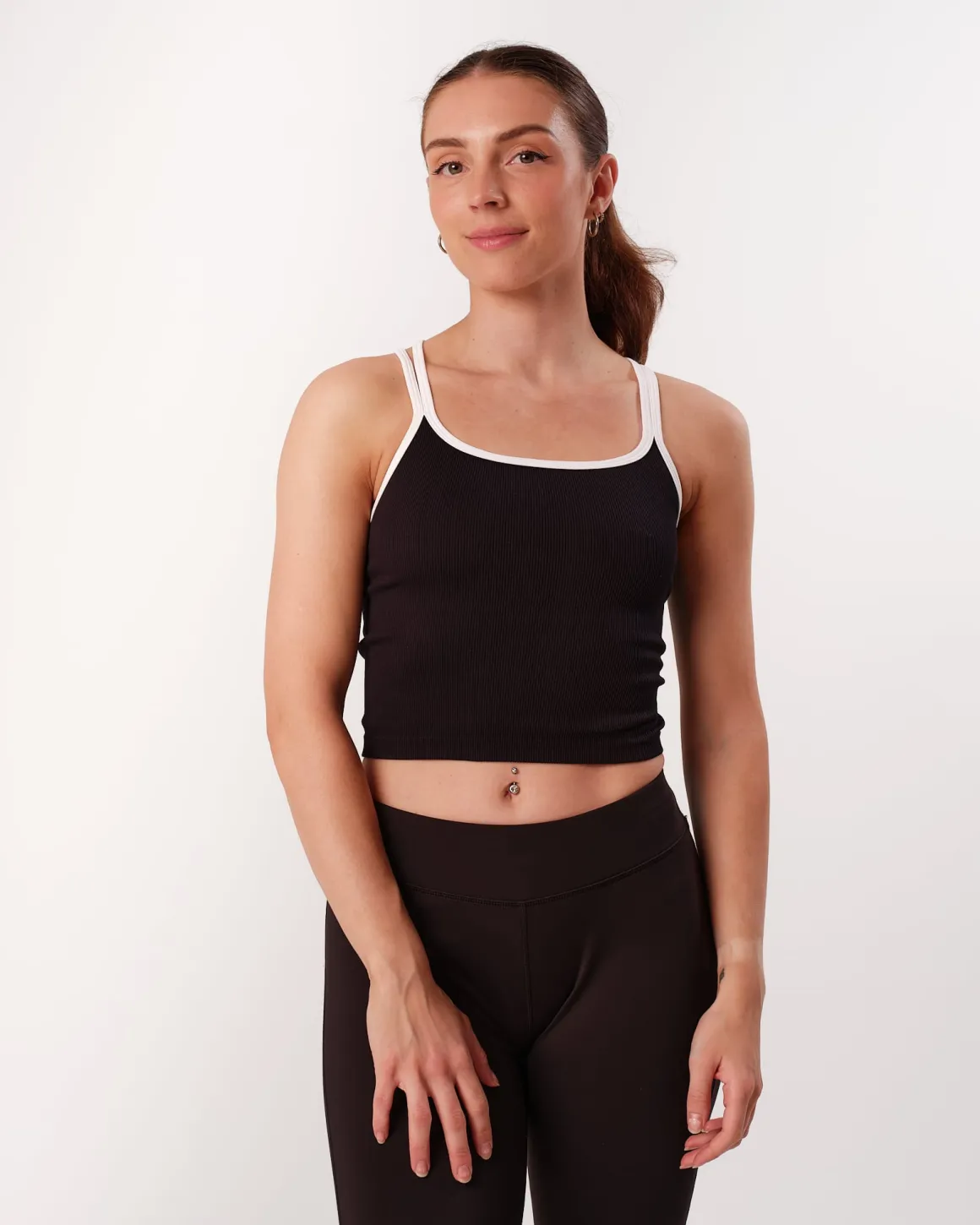 Perfect Rib Crop Top Black/White