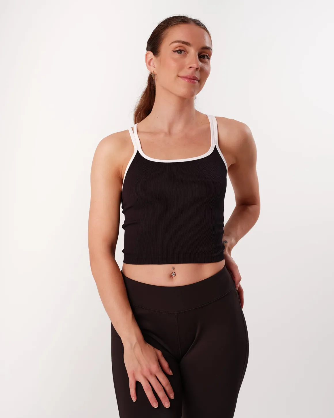 Perfect Rib Crop Top Black/White