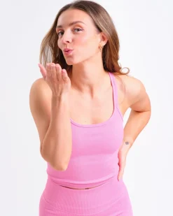 Perfect Rib Crop Top + Perfect Rib Scrunchie Tights Pink Bubblegum SET