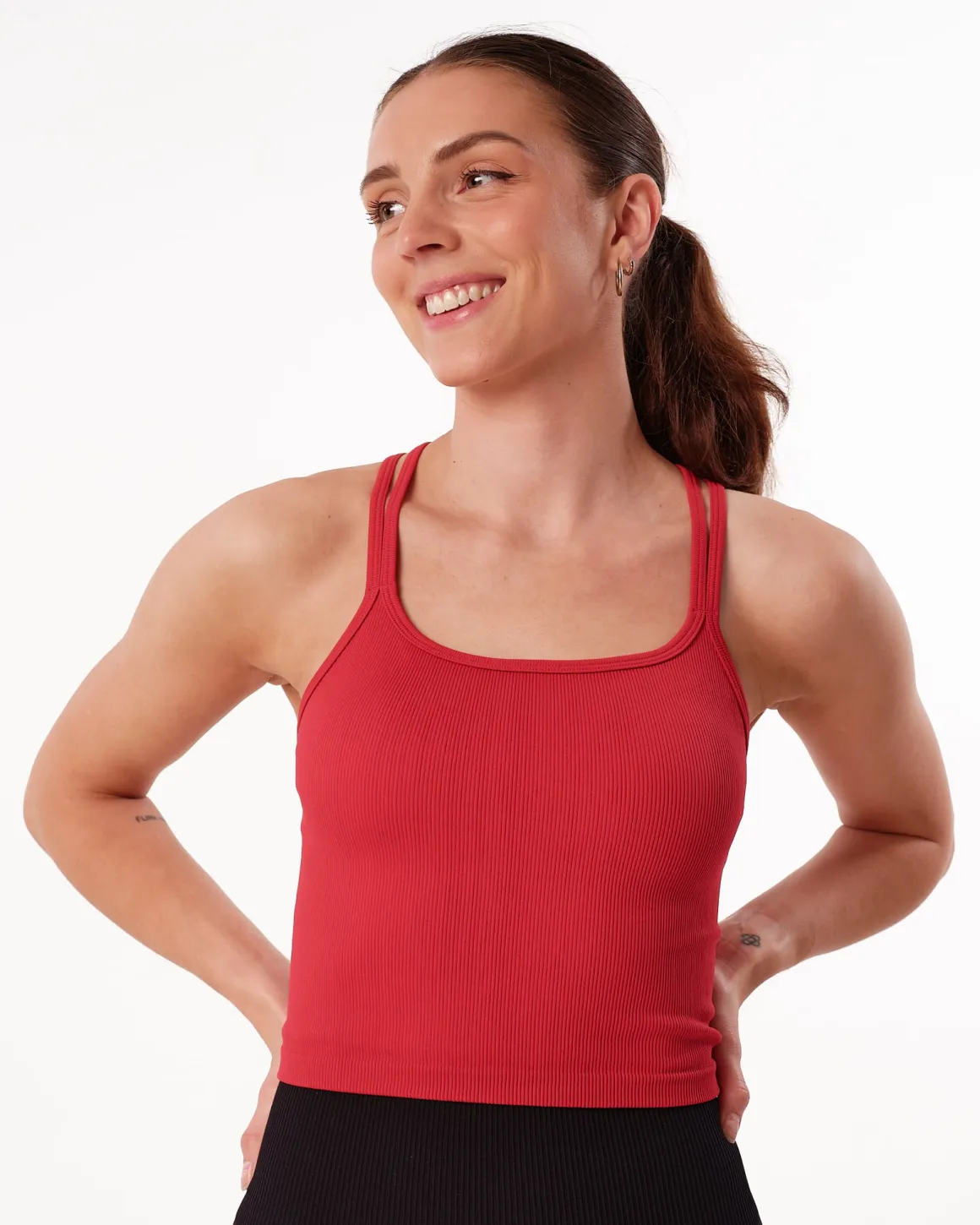 Perfect Rib Crop Top Red Salsa