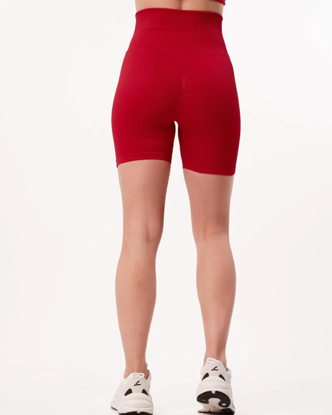 Perfect Rib Crop Top + Scrunchie Shorts Red Salsa SET