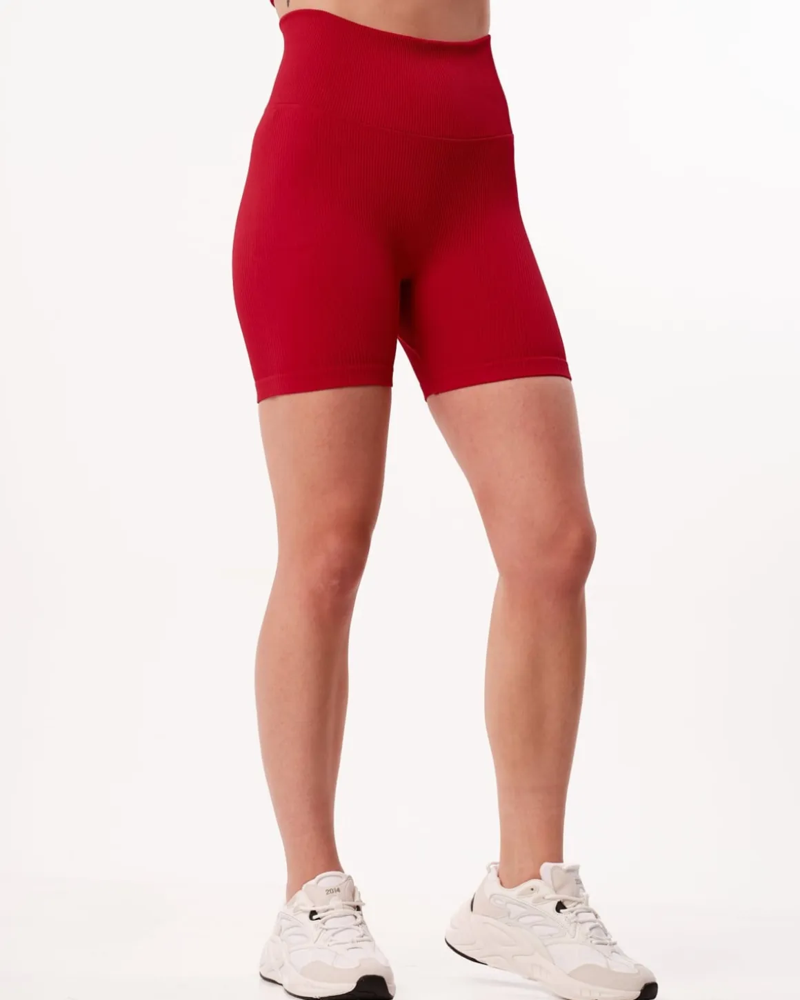 Perfect Rib Crop Top + Scrunchie Shorts Red Salsa SET
