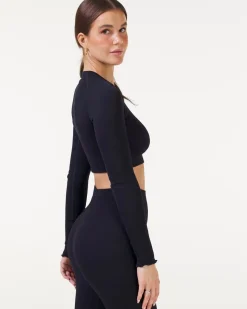 Perfect Rib LS Frill + Perfect Rib Tights Black SET