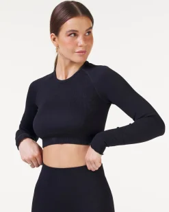 Perfect Rib LS Frill + Perfect Rib Tights Black SET