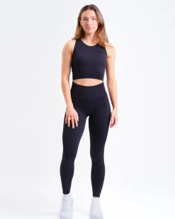 Perfect Rib Racer Tank + Contour Seamless Tights Black SETT