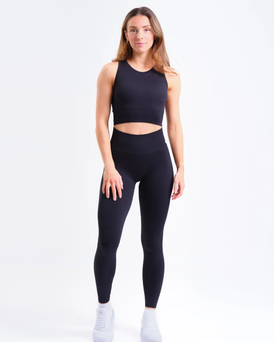 Perfect Rib Racer Tank + Contour Seamless Tights Black SETT