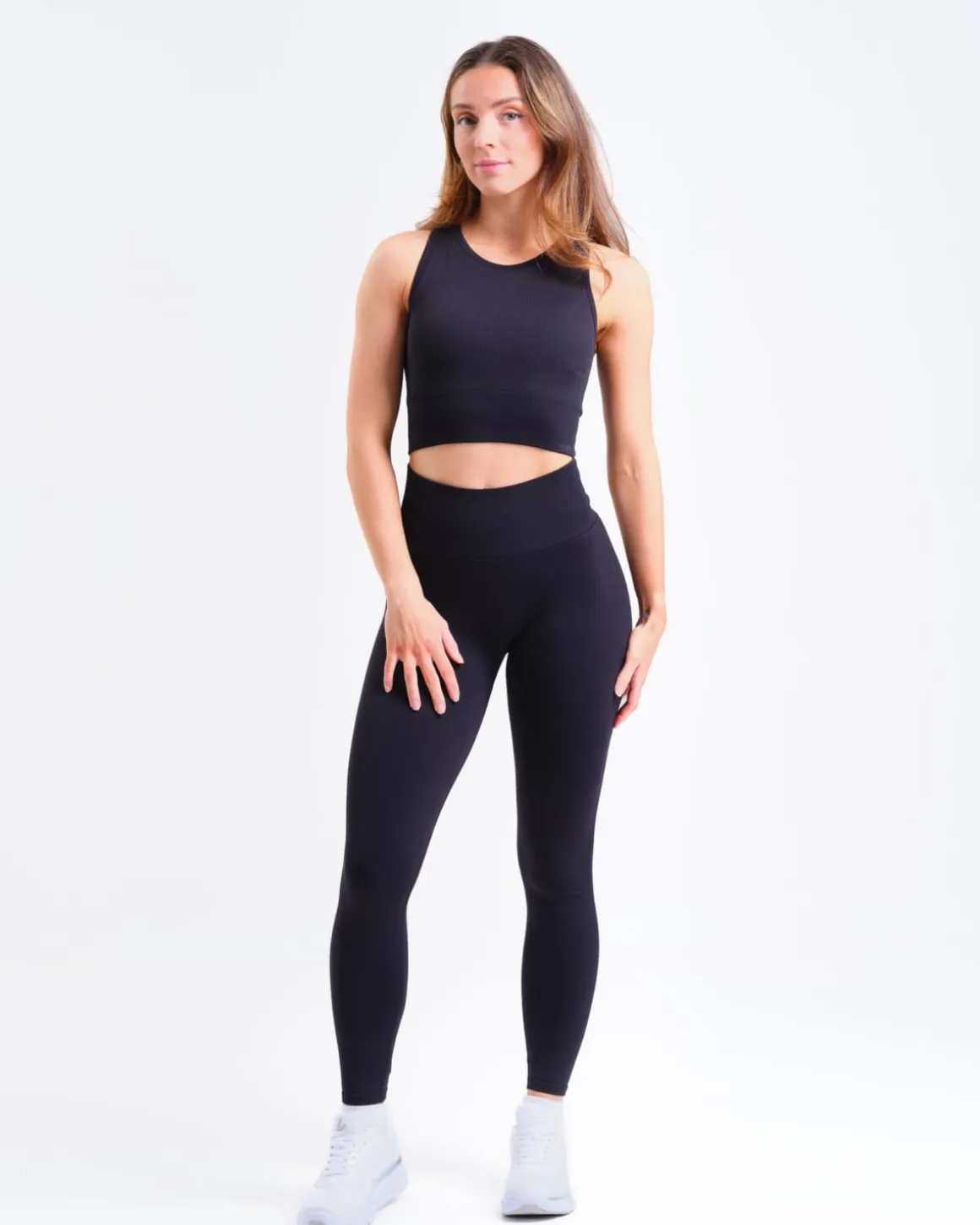Perfect Rib Racer Tank + Contour Seamless Tights Black SETT