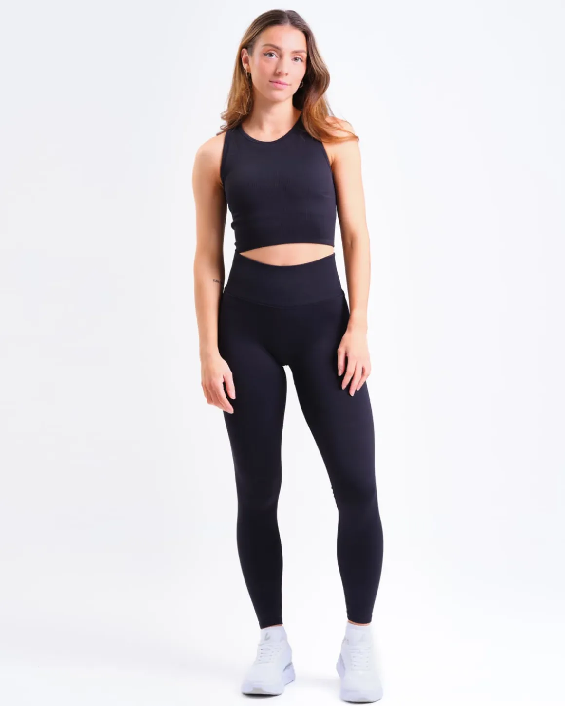 Perfect Rib Racer Tank + Contour Seamless Tights Black SET