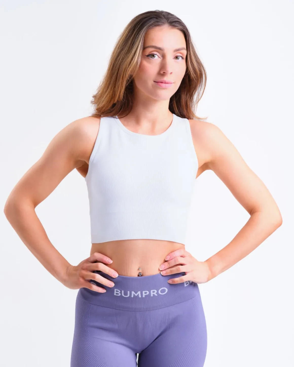 Perfect Rib Racer Tank White + Beam Logo Tights Lilac SETT