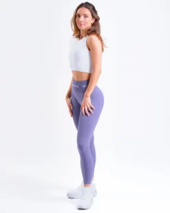 Perfect Rib Racer Tank White + Beam Logo Tights Lilac SETT