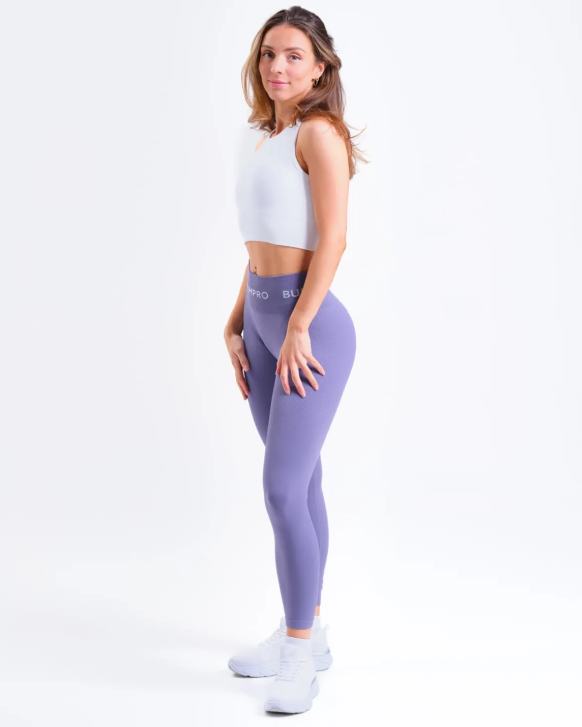 Perfect Rib Racer Tank White + Beam Logo Tights Lilac SETT