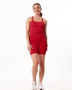 Perfect Rib Scrunchie Shorts 5″ Red Salsa