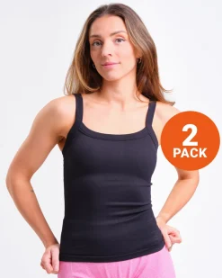 Perfect Rib Singlet Black 2-PACK