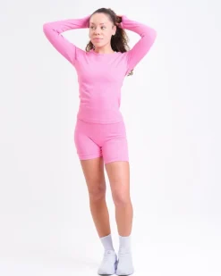 Perfect Rib Sweatshirt + Perfect Rib Shorts Pink Bubblegum SET
