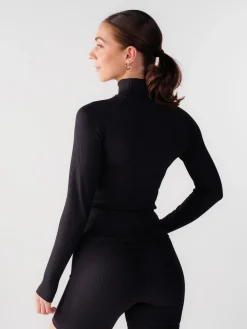 Perfect Rib Sweatshirt Turtleneck Black