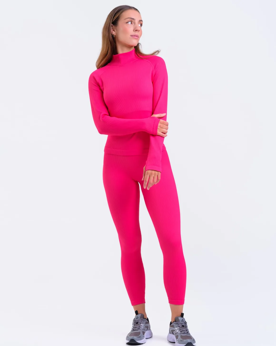 Perfect Rib Sweatshirt Turtleneck Pink Rasberry