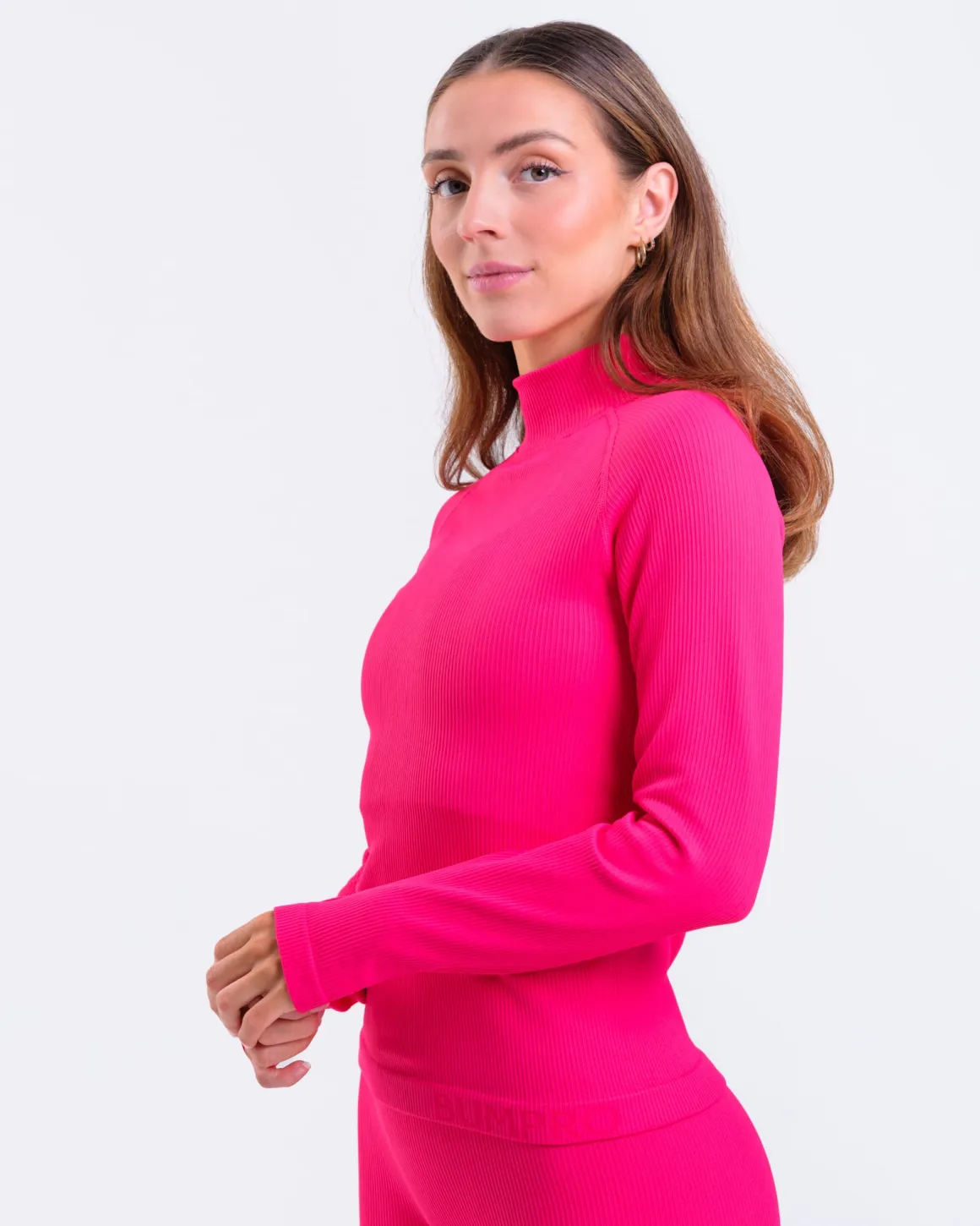 Perfect Rib Sweatshirt Turtleneck Pink Rasberry