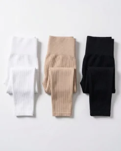 Perfect Rib Tights White+Beige+Black 3-PACK