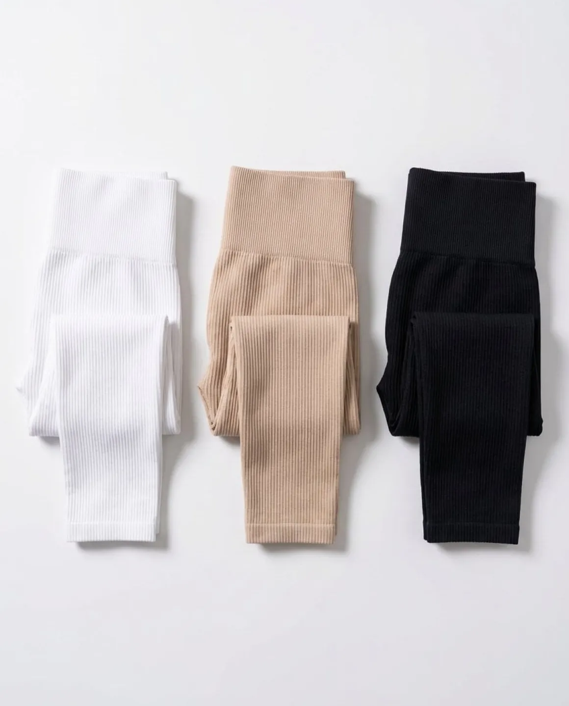 Perfect Rib Tights White+Beige+Black 3-PACK