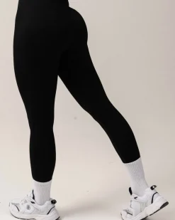 Perfect Wide Rib Scrunch Tights All Black