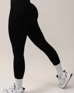 Perfect Wide Rib Scrunch Tights All Black