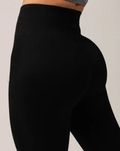 Perfect Wide Rib Scrunch Tights All Black