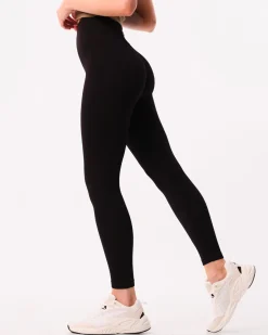 Perfect Wide Rib Scrunch Tights Black