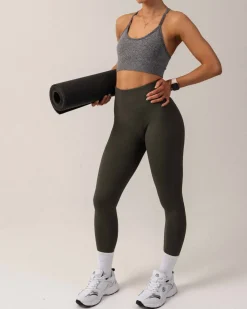 Perfect Wide Rib Scrunch Tights Military Green