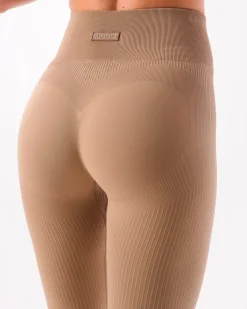 Perfect Wide Rib Scrunch Tights Beige Dune 2-PACK