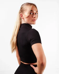 Perfect Wide Rib Zip Tee Black