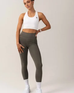 Phase Seamless Bra White + Primary Pocket Tights 7/8 Green SET