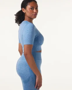 Phase Seamless Crop Tee Blue Breeze Melange