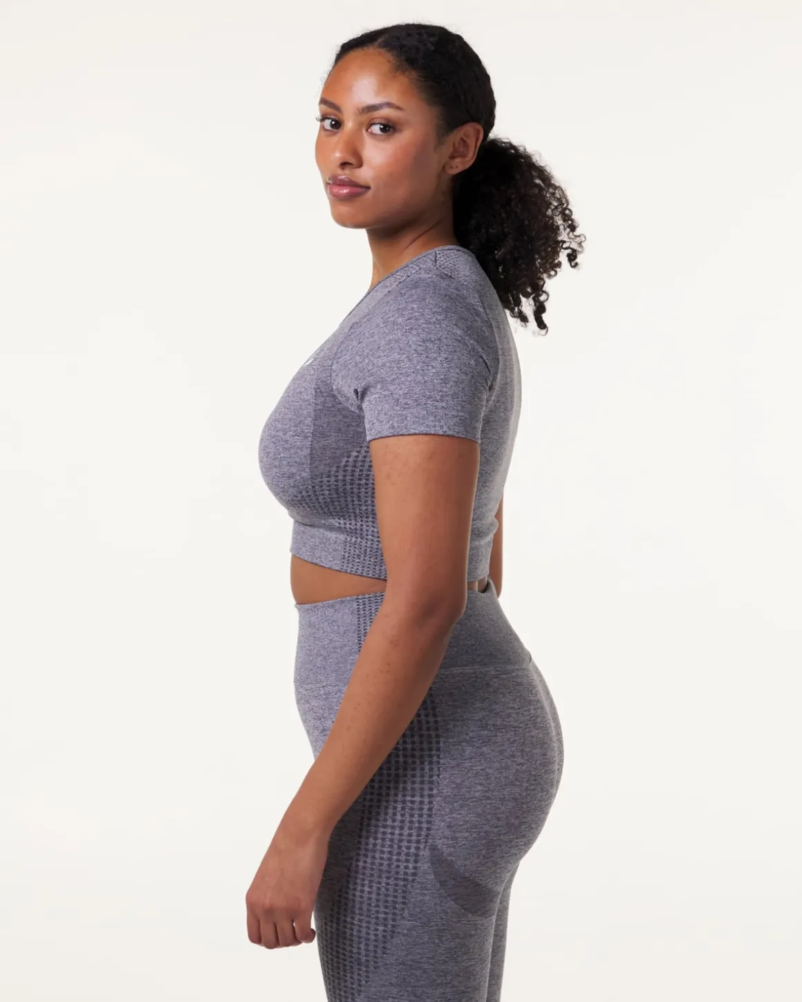 Phase seamless Crop Tee Grey Shark Marl