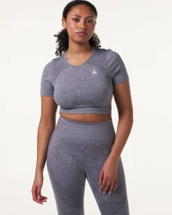 Phase seamless Crop Tee Grey Shark Marl