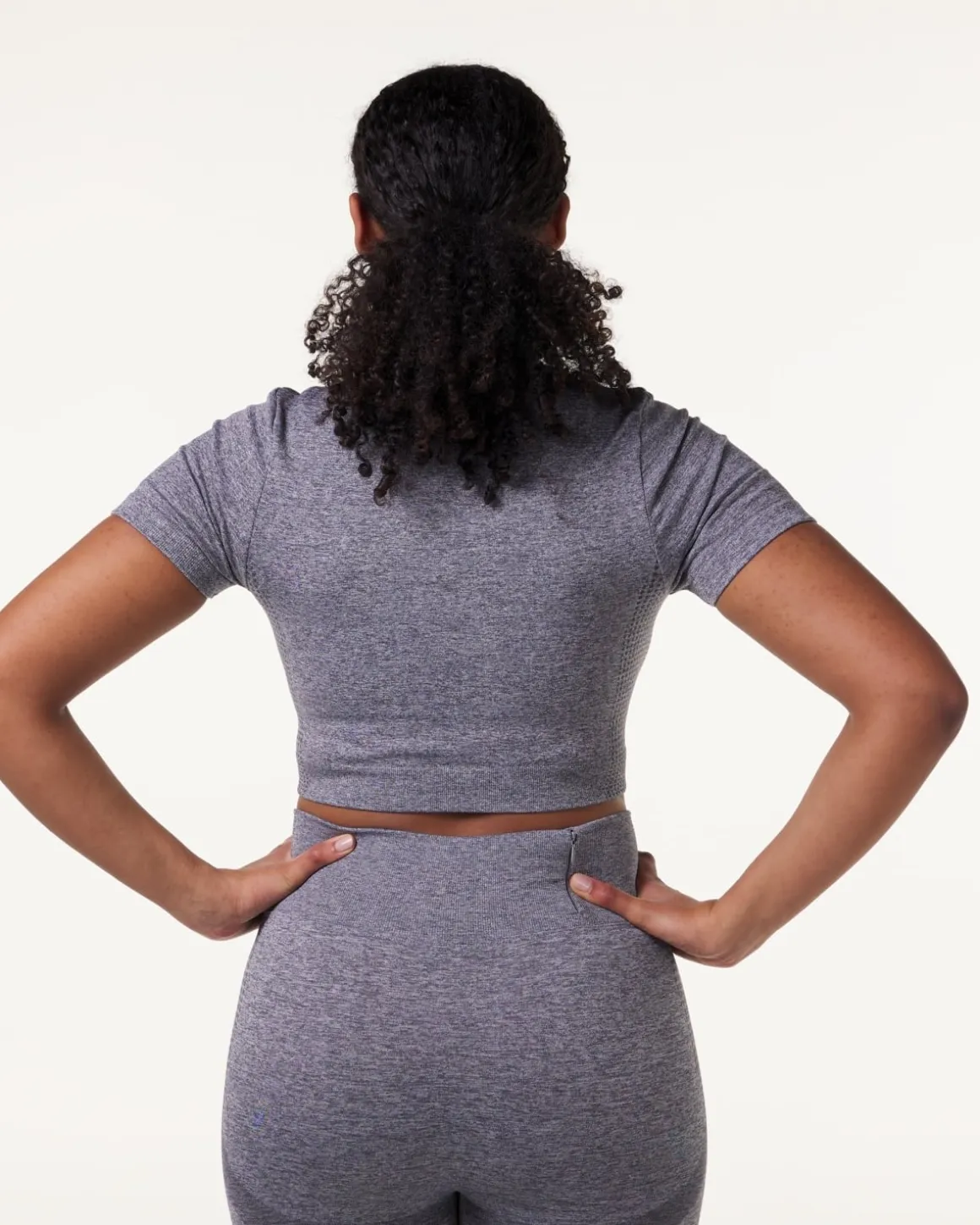 Phase Seamless Crop Tee Grey Shark Marl 2-PACK