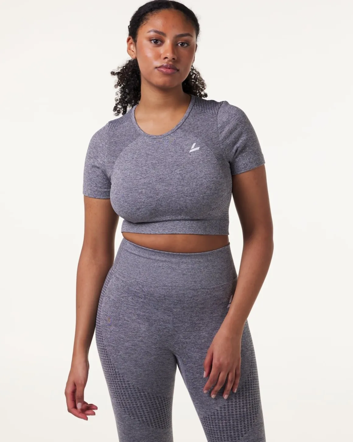 Phase Seamless Crop Tee Grey Shark Marl 2-PACK