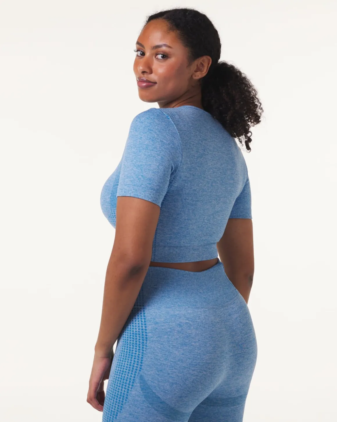 Phase Seamless Crop Tee + Shorts Blue Breeze SET