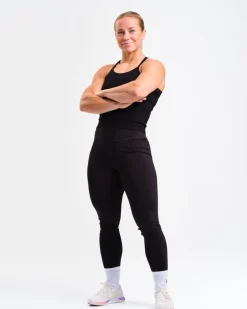 Ribbed Crop Singlet W Black