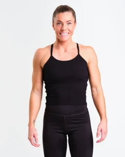 Ribbed Crop Singlet W Black
