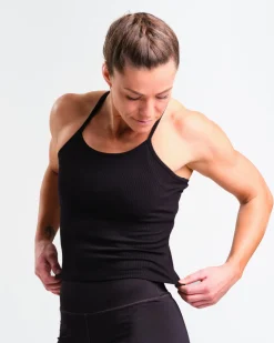 Ribbed Crop Singlet W Black