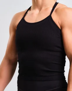 Ribbed Crop Singlet W Black