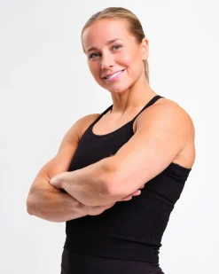 Ribbed Crop Singlet W Black