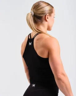 Ribbed Crop Singlet W Black