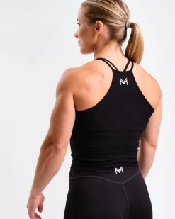 Ribbed Crop Singlet W Black