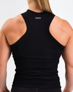 Ribbed Tank Top W Black