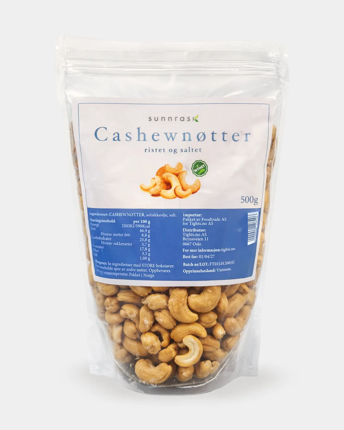 Salte/Ristede Cashewnøtter 500g