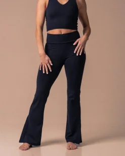 Second-Skin Slit Flare Pants Black