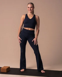 Second-Skin Slit Flare Pants Black